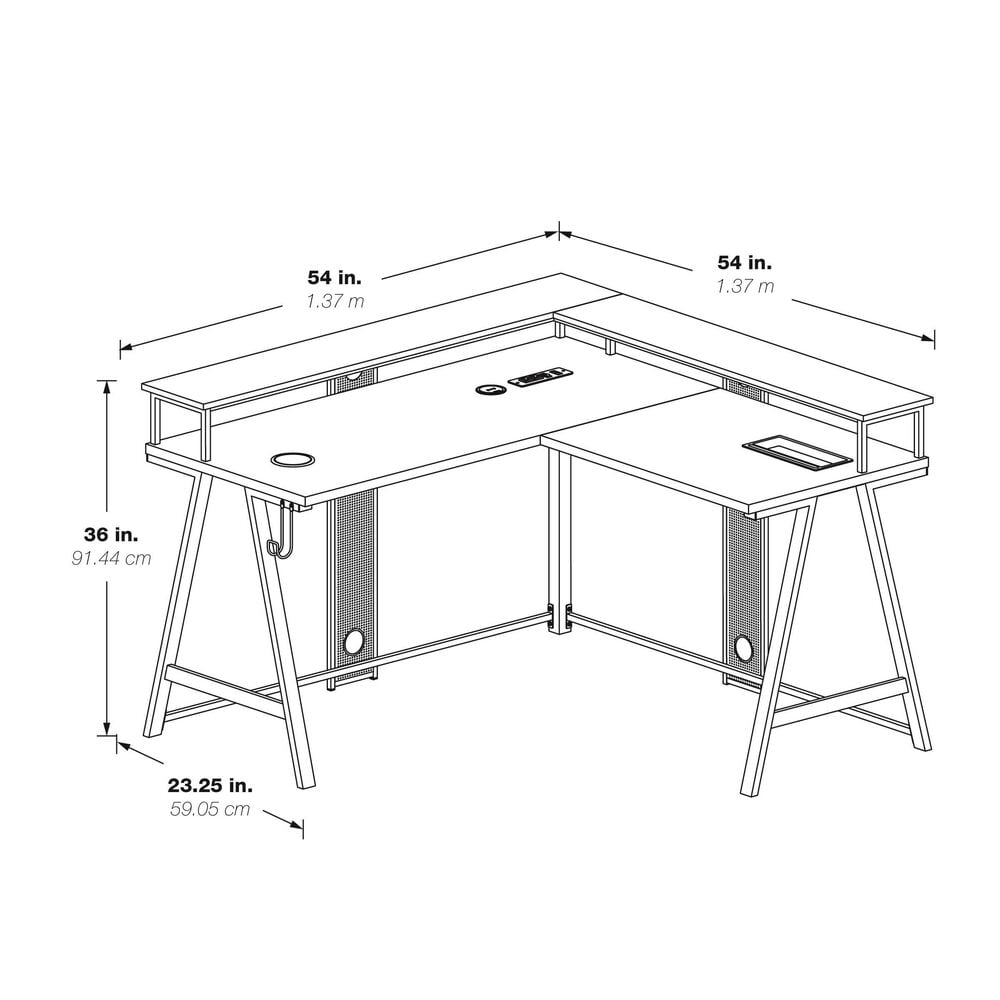 OSP Home Disruptor L-Shaped Gaming Desk in Black and Red, , large
