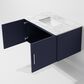 Lexora Home Geneva 36" Single Bathroom Vanity in Navy Blue with 2 cm White Carrara Marble Top and Rectangular Sink, , large