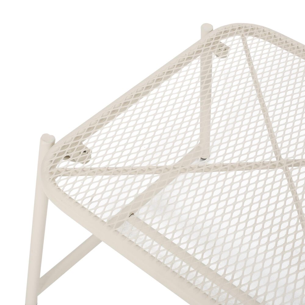 Hearth and Haven Kincaid Outdoor Square Metal Side Table with Mesh Top in Matte White, , large