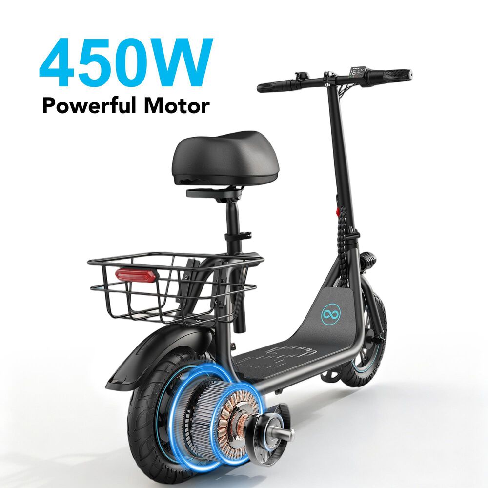 HOMLUX 450W 20-Mile Adults Electric Scooter LED Display in Black, , large