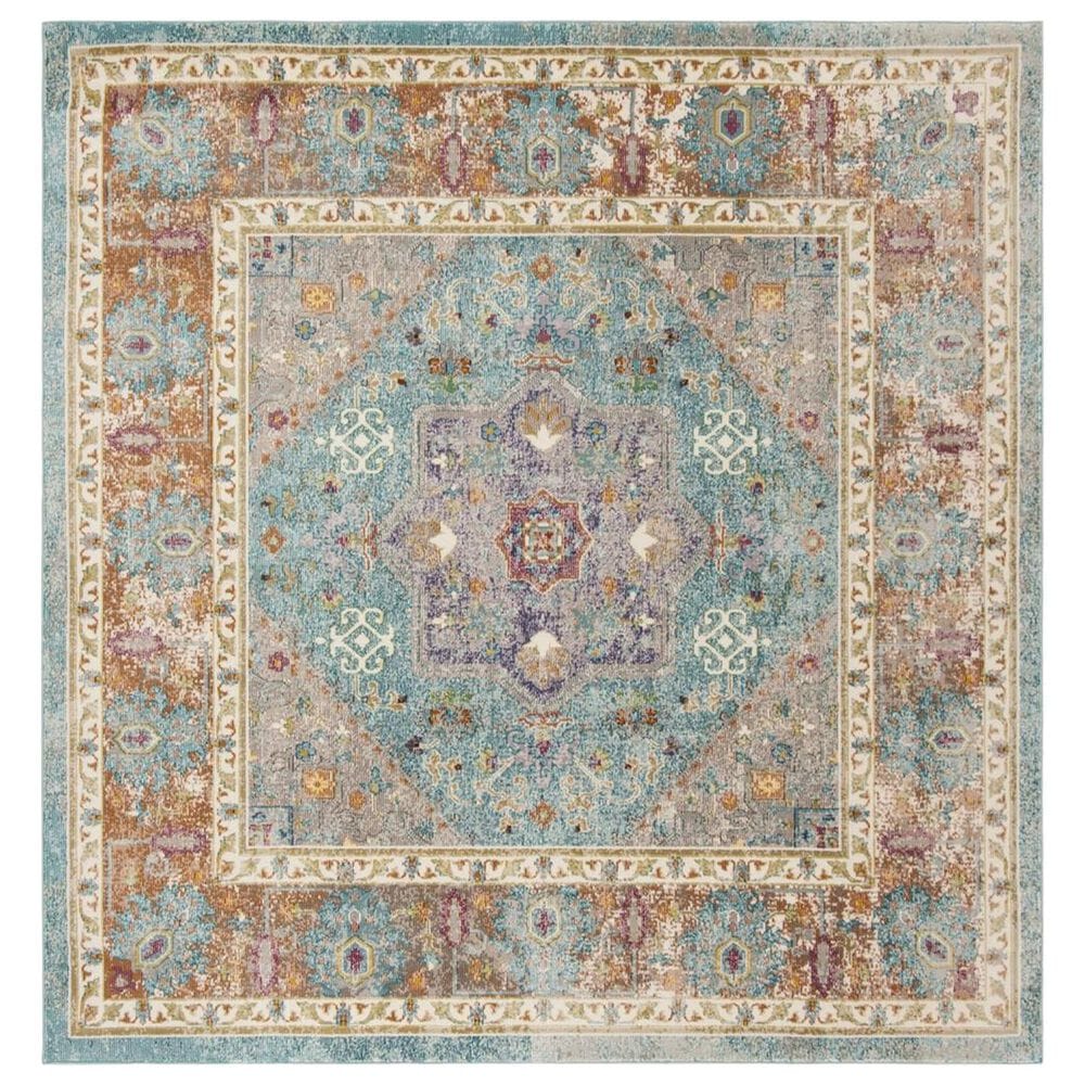 Safavieh Aria ARA100B 6"6" Square Blue and Creme Area Rug, , large