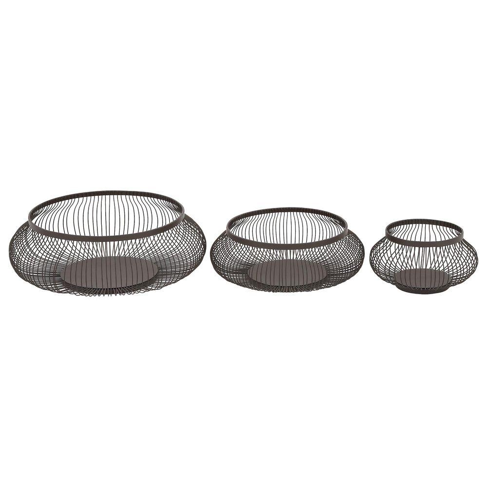Maple and Jade Iron Wire Basket in Black (Set of 3), , large