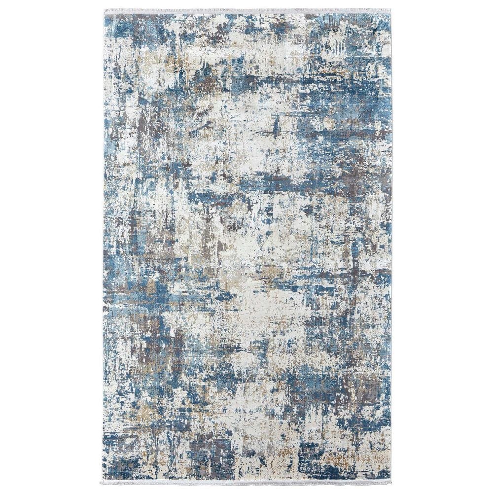 Feizy Cadiz Blue and Ivory 7"9" x 11" Area Rug, , large