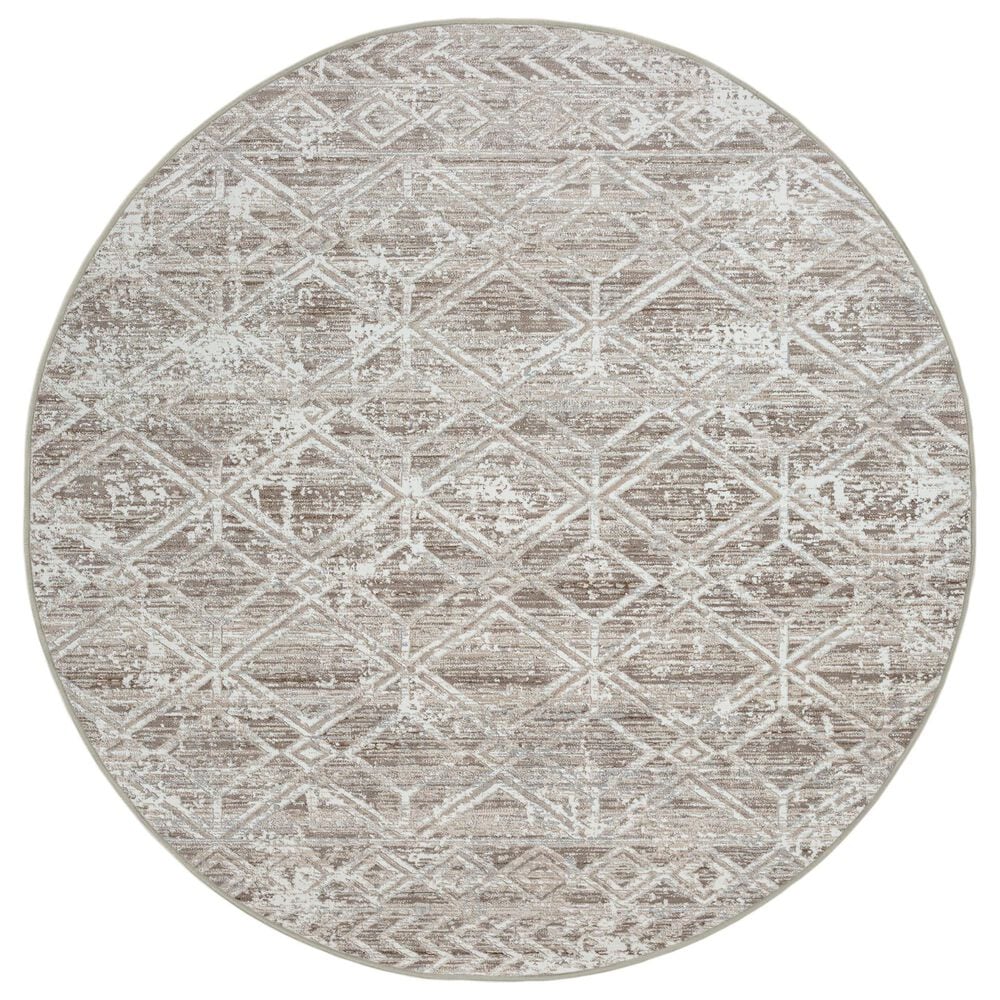 Radici USA Livigno Southwestern 5"3" Round Beige Area Rug, , large