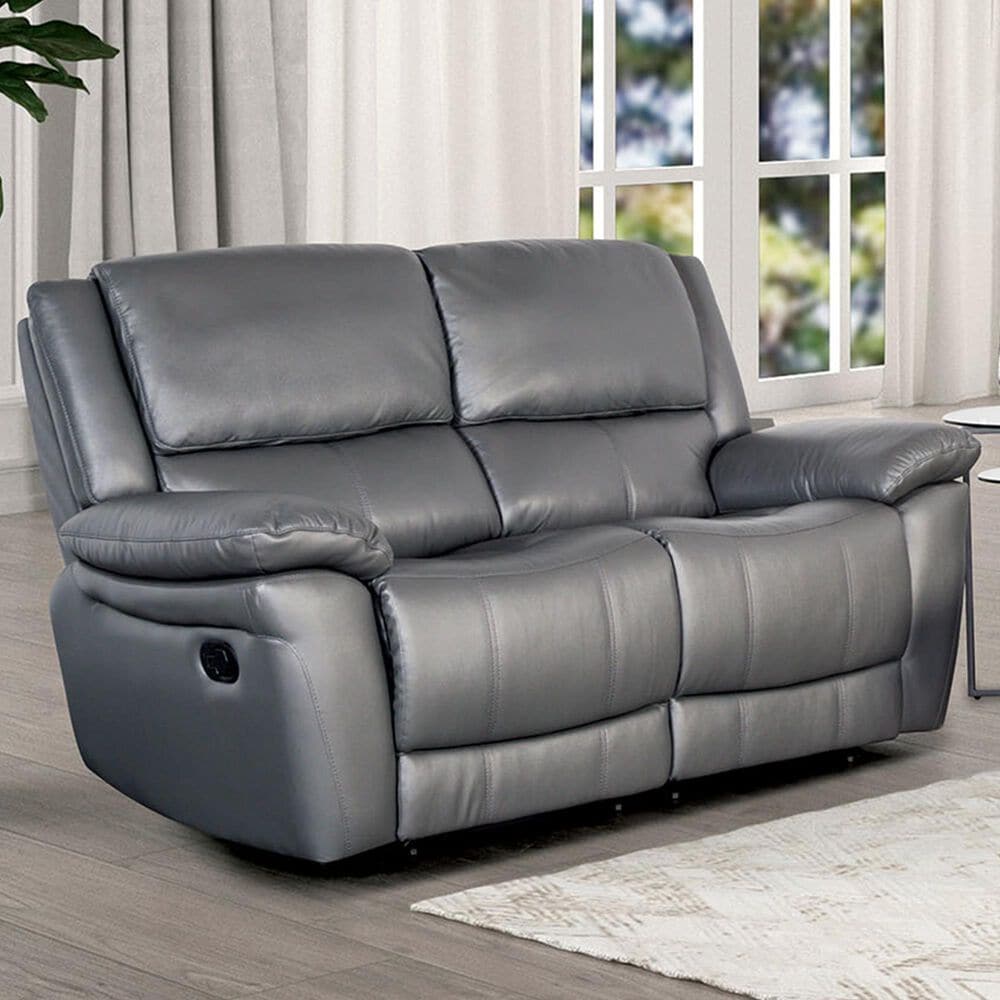 Furniture of America Glarus Manual Reclining Loveseat in Dark Gray, , large