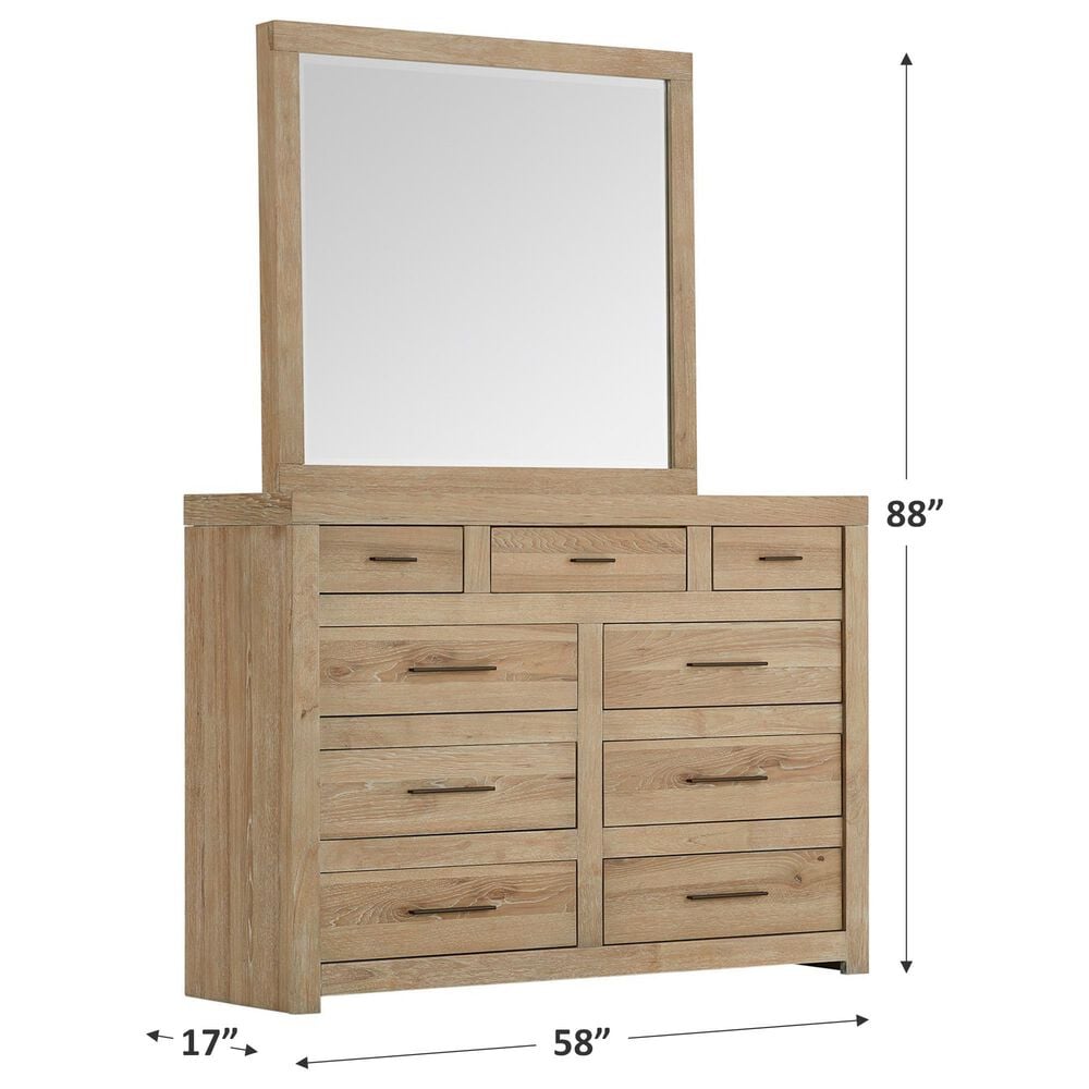 Riva Ridge Modern Loft 9-Drawer Chesser and Mirror in Khaki, , large