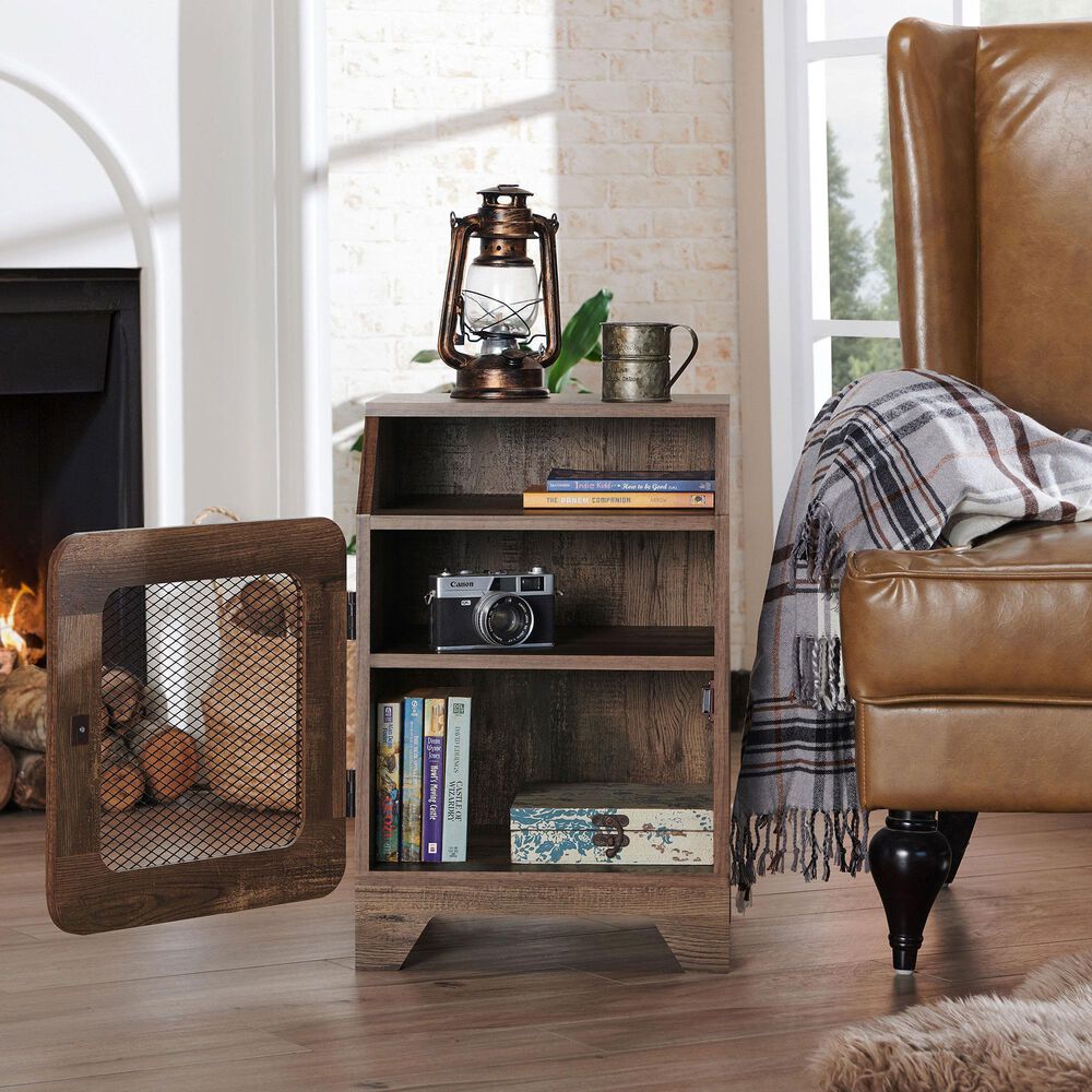 Furniture of America Naylor End Table in Reclaimed Oak, , large