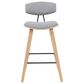 Armen Living Fox Bar Height Stool with Gray Upholstery in Patterned Oak, , large