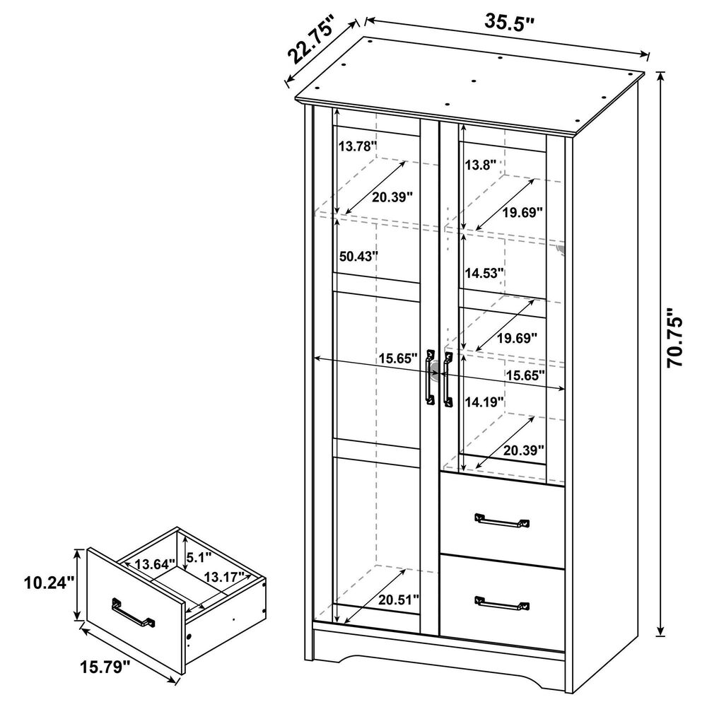 Coaster Cassara 2 Door Wardrobe Cabinet in Latte, , large