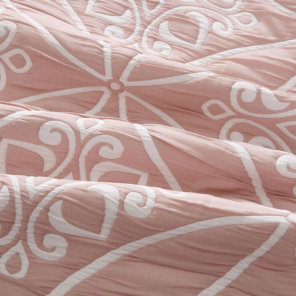 Duke Imports 3-Piece Jacquard Full/Queen Quilt Set in Blush Mandala, , large