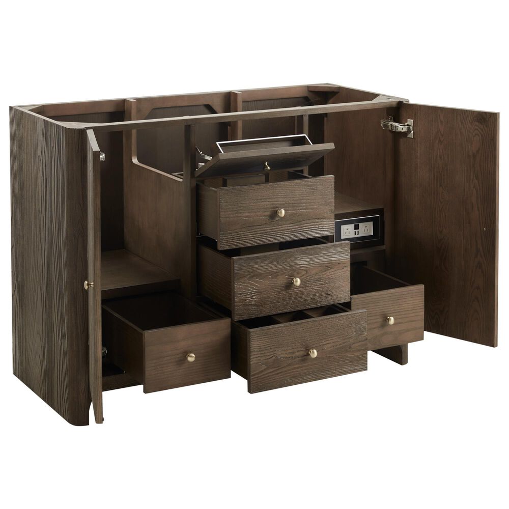 James Martin Vanities Gracyn 48" Single Bathroom Vanity in Sable with 3 cm Victorian Silver Quartz Top and Rectangular Sink, , large