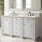 James Martin Vanities Bristol 60" Double Bathroom Vanity in Bright White with 3 cm Eternal Marfil Quartz Top and Rectangular Sinks, , large