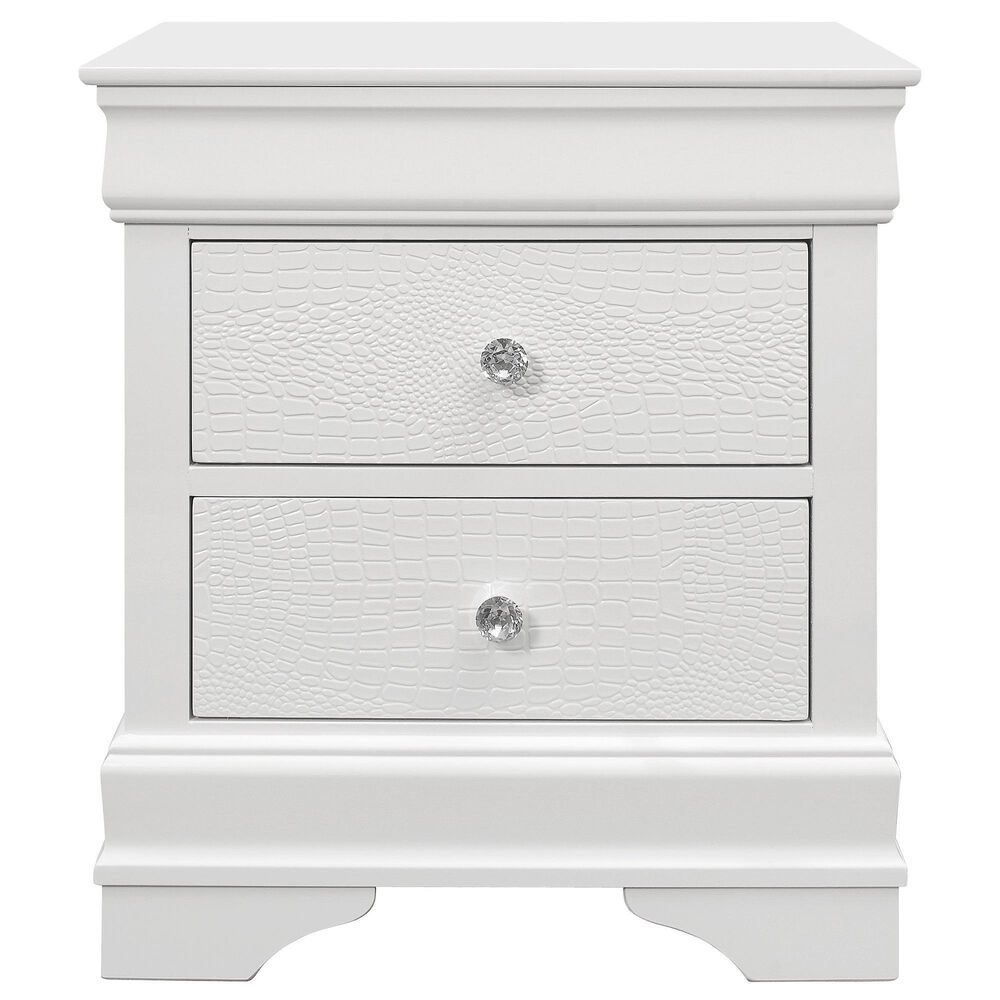 Global Furniture USA Pompei 2-Drawer Nightstand in Metallic White, , large