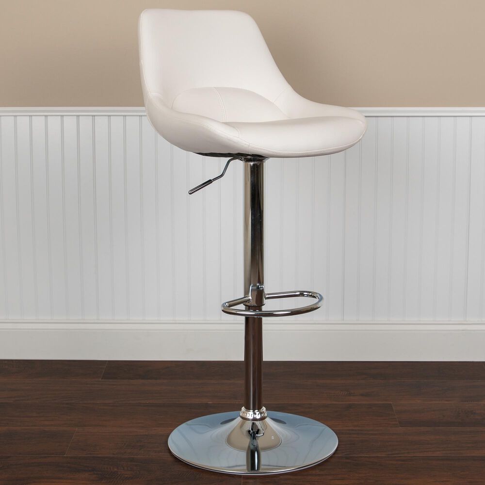 Flash Furniture Adjustable Barstool in White, , large