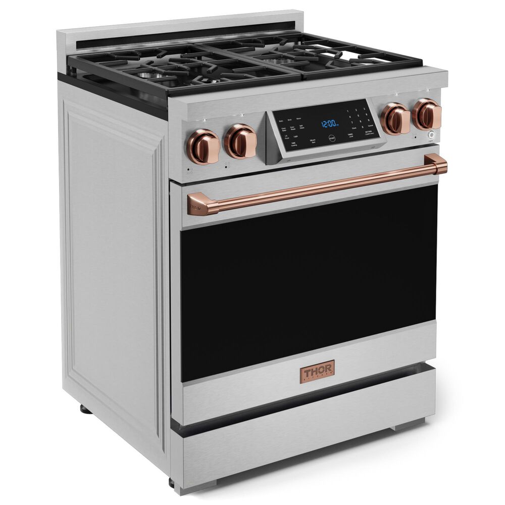 Thor Kitchen Gordon Ramsay 4.55 Cu. Ft. 30&quot; Professional Natural Gas Range with Rose Gold Handle Kit in Stainless Steel, , large