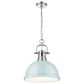 Golden Lighting Duncan 1-Light Pendant with Chain and Seafoam Shade in Chrome, , large