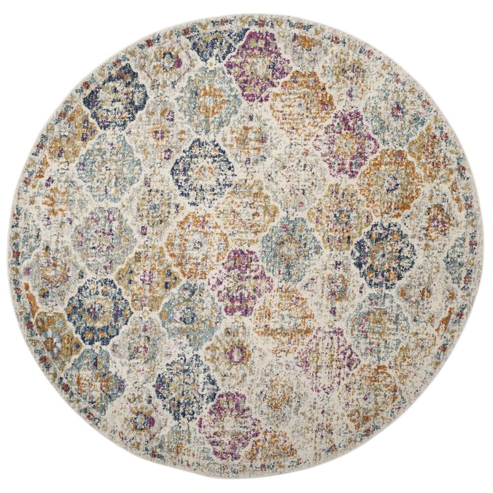 Safavieh Madison MAD611B-9R 9" Round Cream and Multicolor Area Rug, , large