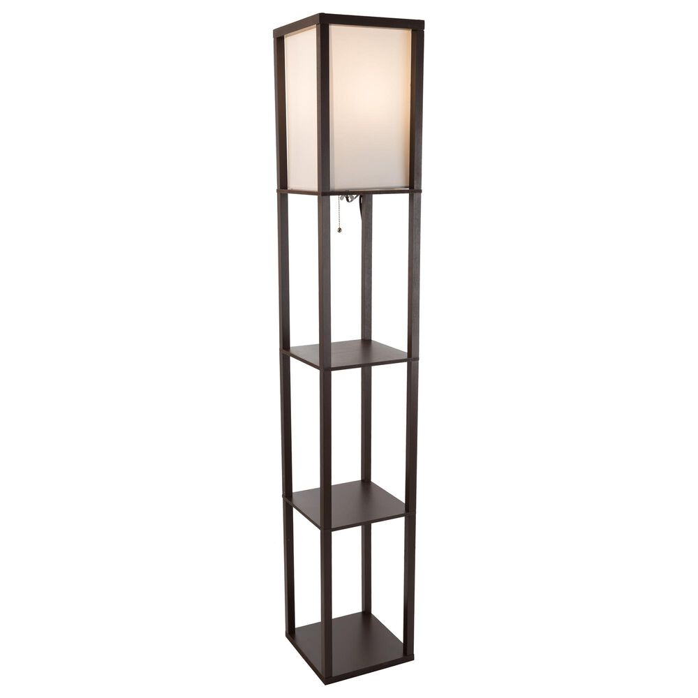Timberlake Etagere Style Floor Lamp with 3 Tiers in Brown, , large
