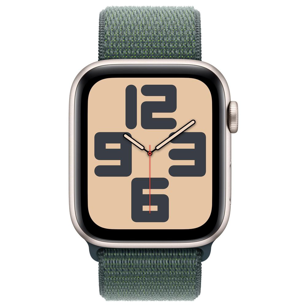 Apple Watch SE GPS 44mm Starlight Aluminum Case with Lake Green Sport Loop, , large