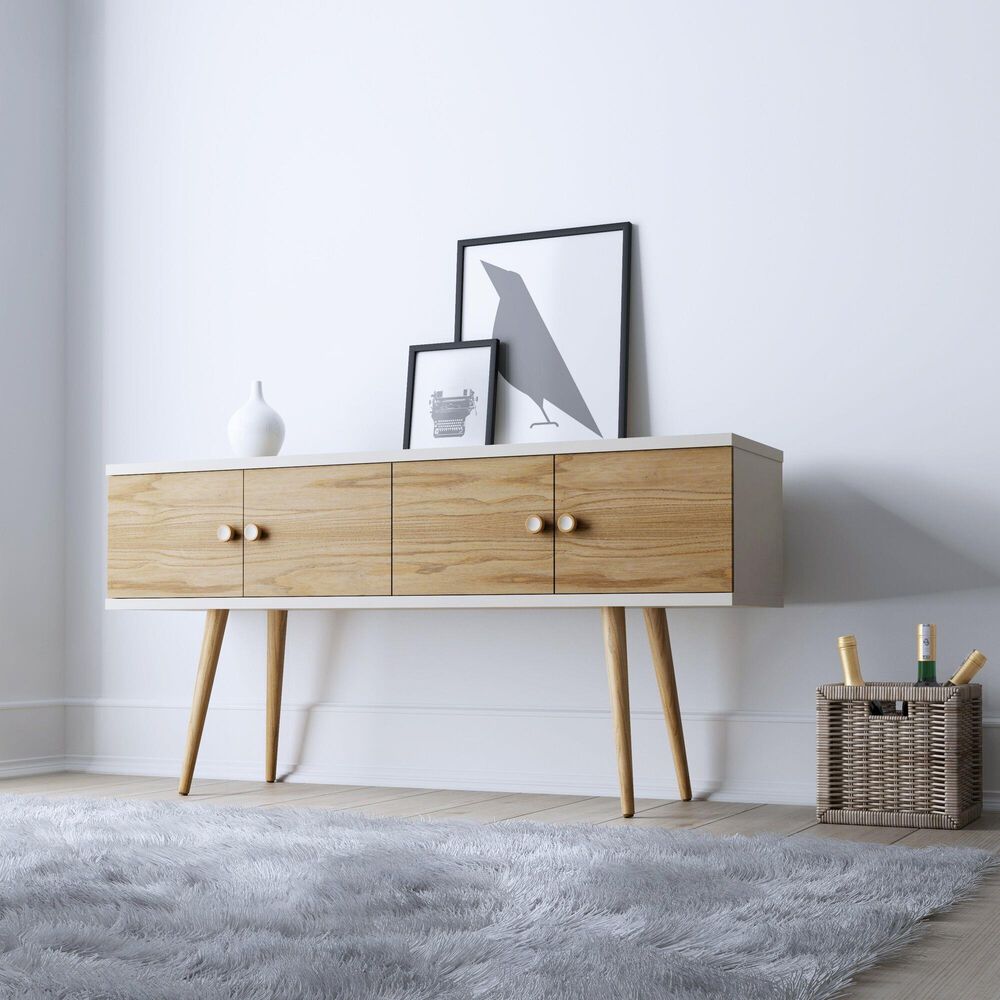 Dayton Theodore 60&quot; Sideboard in Off White/Cinnamon, , large