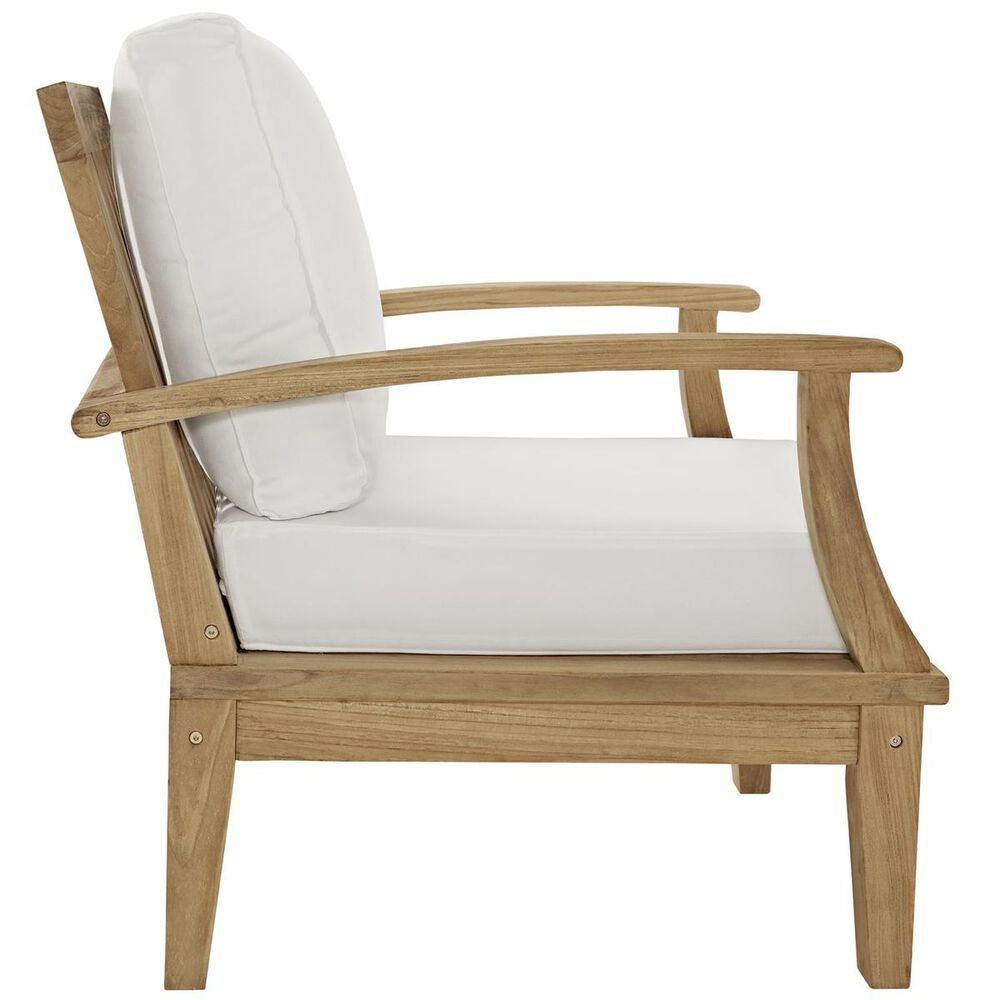 Modway Marina 4-Piece Outdoor Patio Teak Chair and Ottoman Set in Natural White, , large