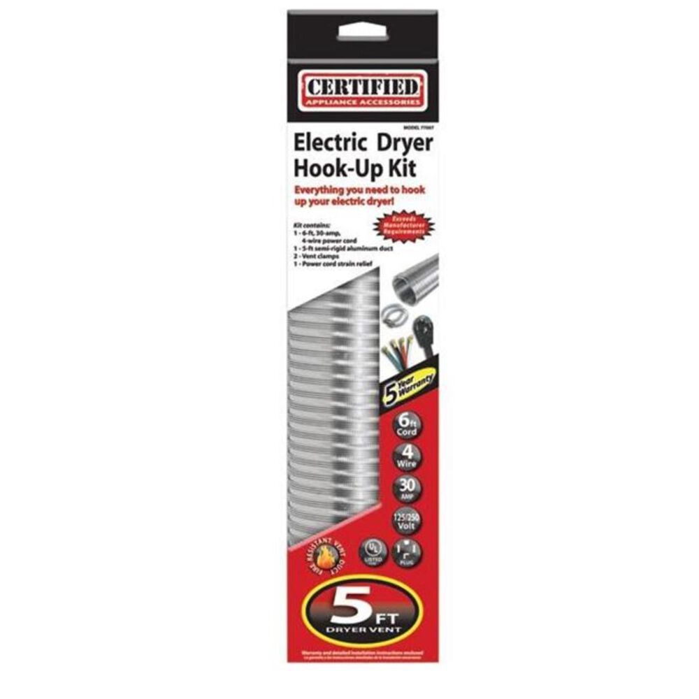 Electric Dryer Duct Kit with 4-Wire 30-Amp 6ft Cord, , large