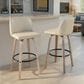 LumiSource Toriano Swivel Bar Stool with Cream Faux Leather Upholstery in Whitewashed and Black (Set of 2), , large