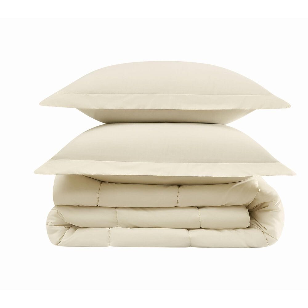 Pem America 3-Piece Solid Percale Full/Queen Comforter Set in Chalk, , large