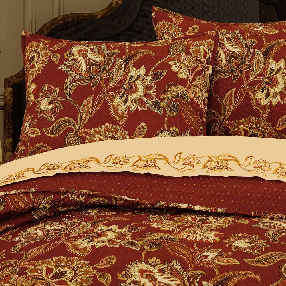 J. Queen New York Montecito 3-Piece Full/Queen Quilt Set in Red, , large