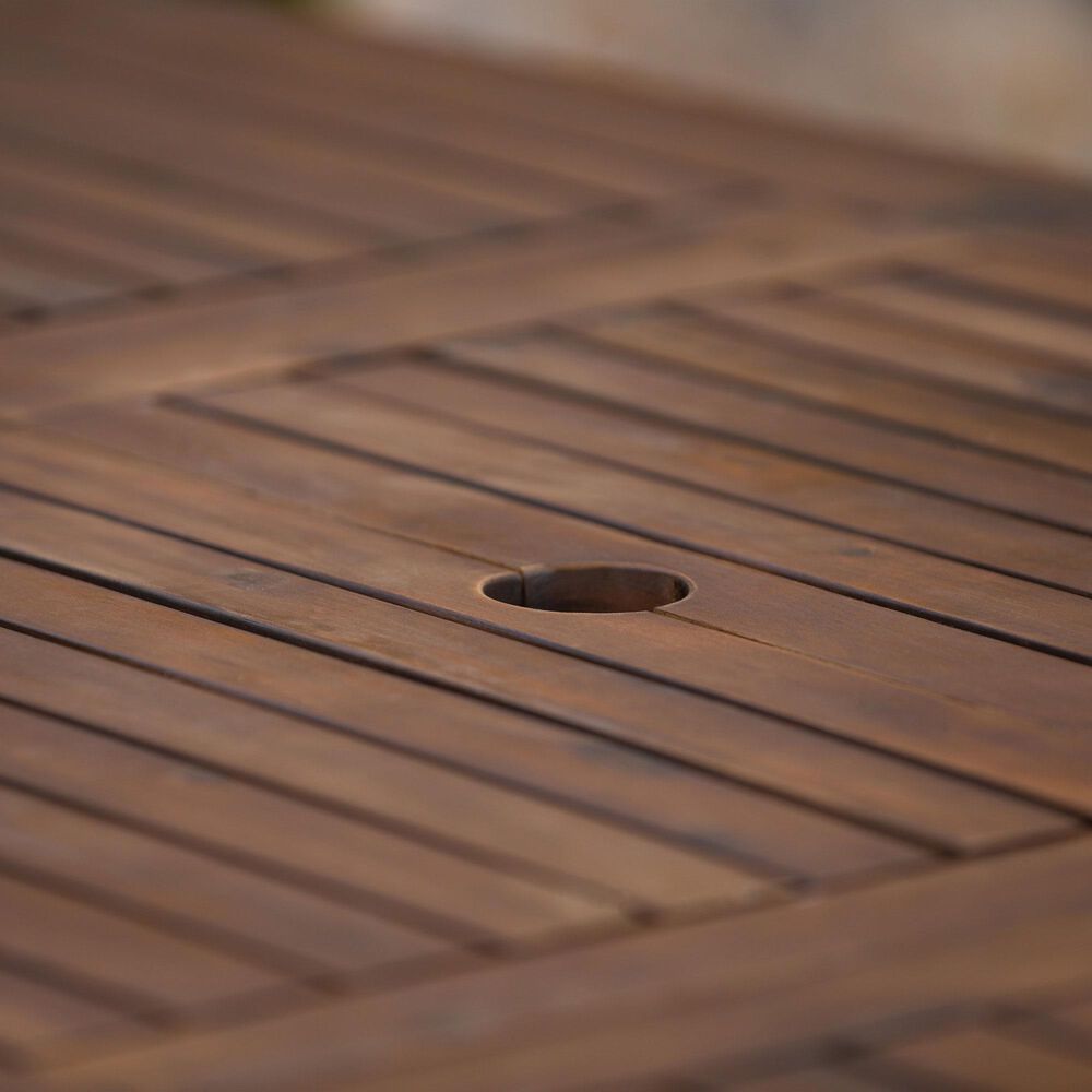 Walker Edison Acacia Wood Patio Butterfly Dining Table in Dark Brown