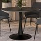 Leisuremod LeisureMod Bristol Mid-Century Modern Round Dining Table with Wood Top and Iron Pedestal Base with Gloss Finish for Kitchen and Dining Room, , large