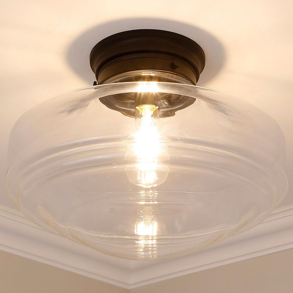 Golden Lighting Ingalls Large Semi-Flush in Matte Black with Clear Glass, , large