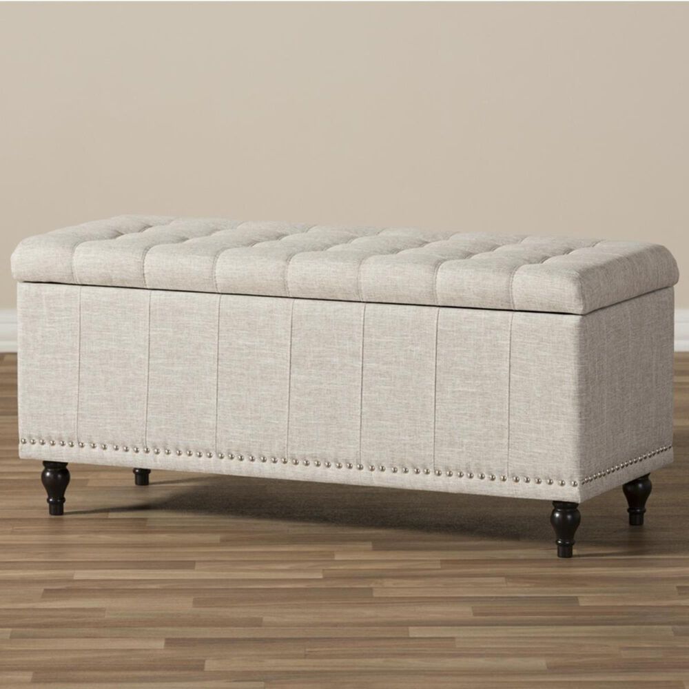 Baxton Studio Kaylee Storage Ottoman Bench in Beige, , large