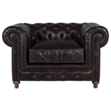 Vintage Furnishings Finn Leather Club Chair in Valencia Dark Brown, , large