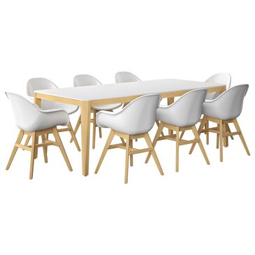 Amazonia Concarneau 9-Piece Patio Dining Set with Arm Chair in Brown and White, , large