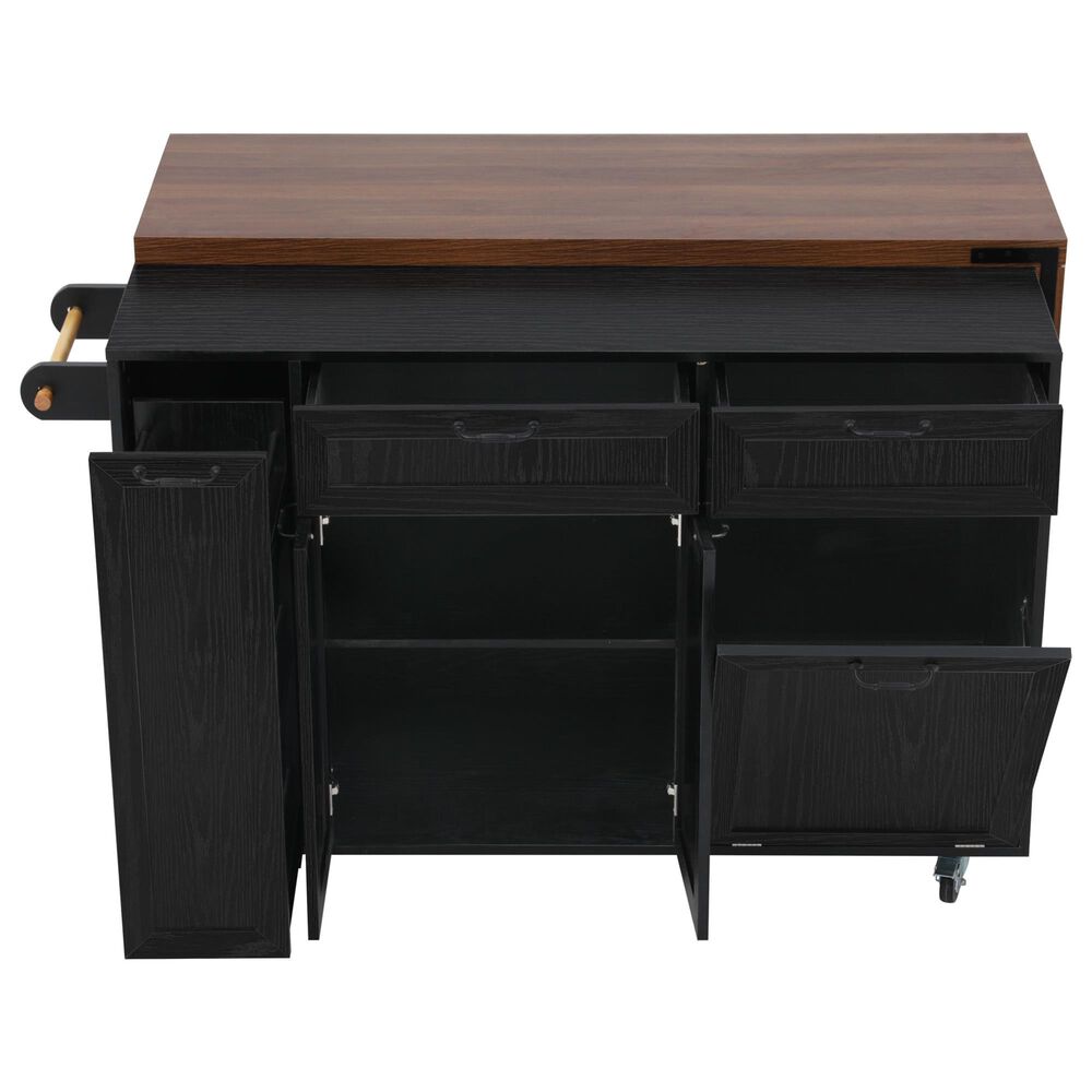 HOMLUX 102" Kitchen Island with Extendable Dining Table in Black, , large