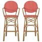 Hearth and Haven Outdoor Wicker French Barstool with Curved Design in Red (Set of 2), , large