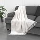 Trade Linker 50" x 70" Chenille Polyester Fringed Basket Throw in Ivory, , large