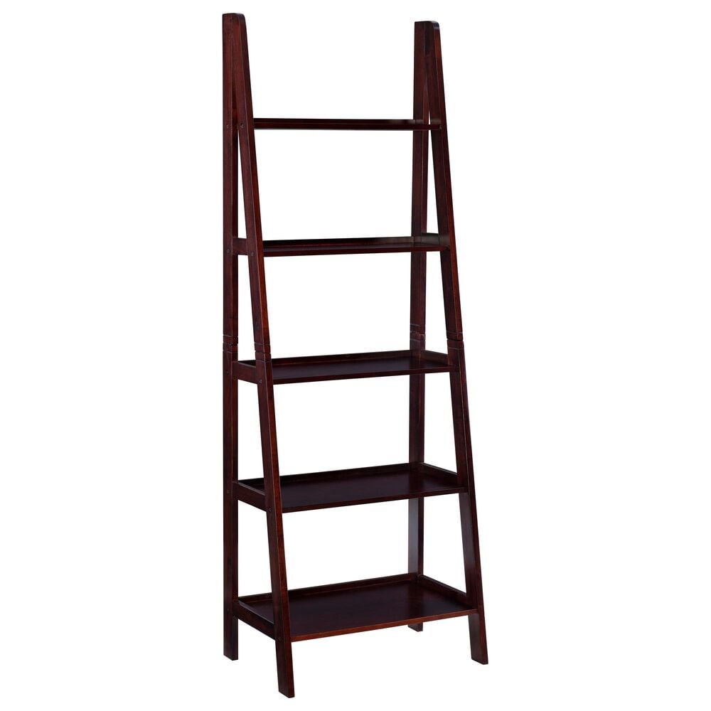 Linon Home Decor Acadia 5-Shelf Ladder Bookcase in Espresso, , large