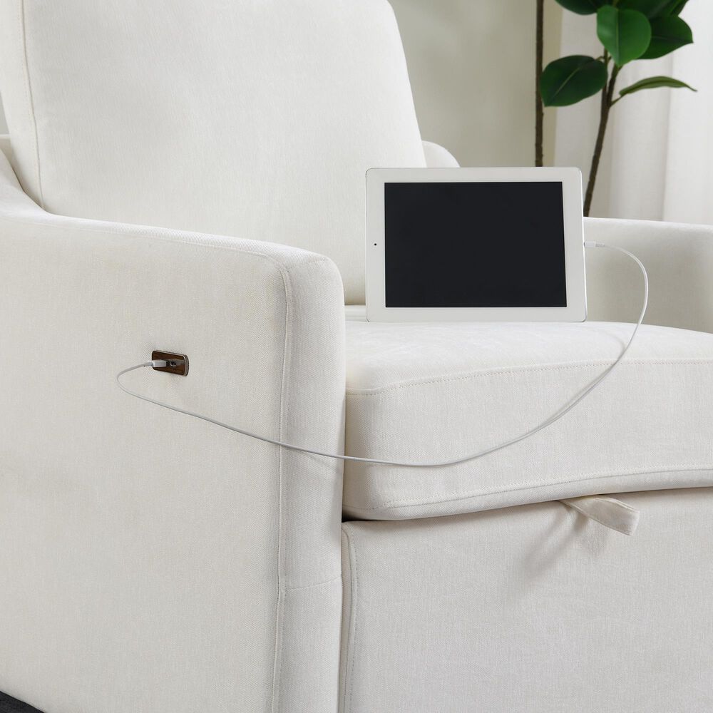 Hearth and Haven Swivel Arm Chair with USB Type-C Ports in White, , large