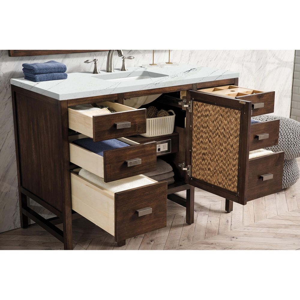 James Martin Vanities Addison 48&quot; Single Bathroom Vanity in Mid Century Acacia with 3 cm Ethereal Noctis Quartz Top and Rectangular Sink, , large