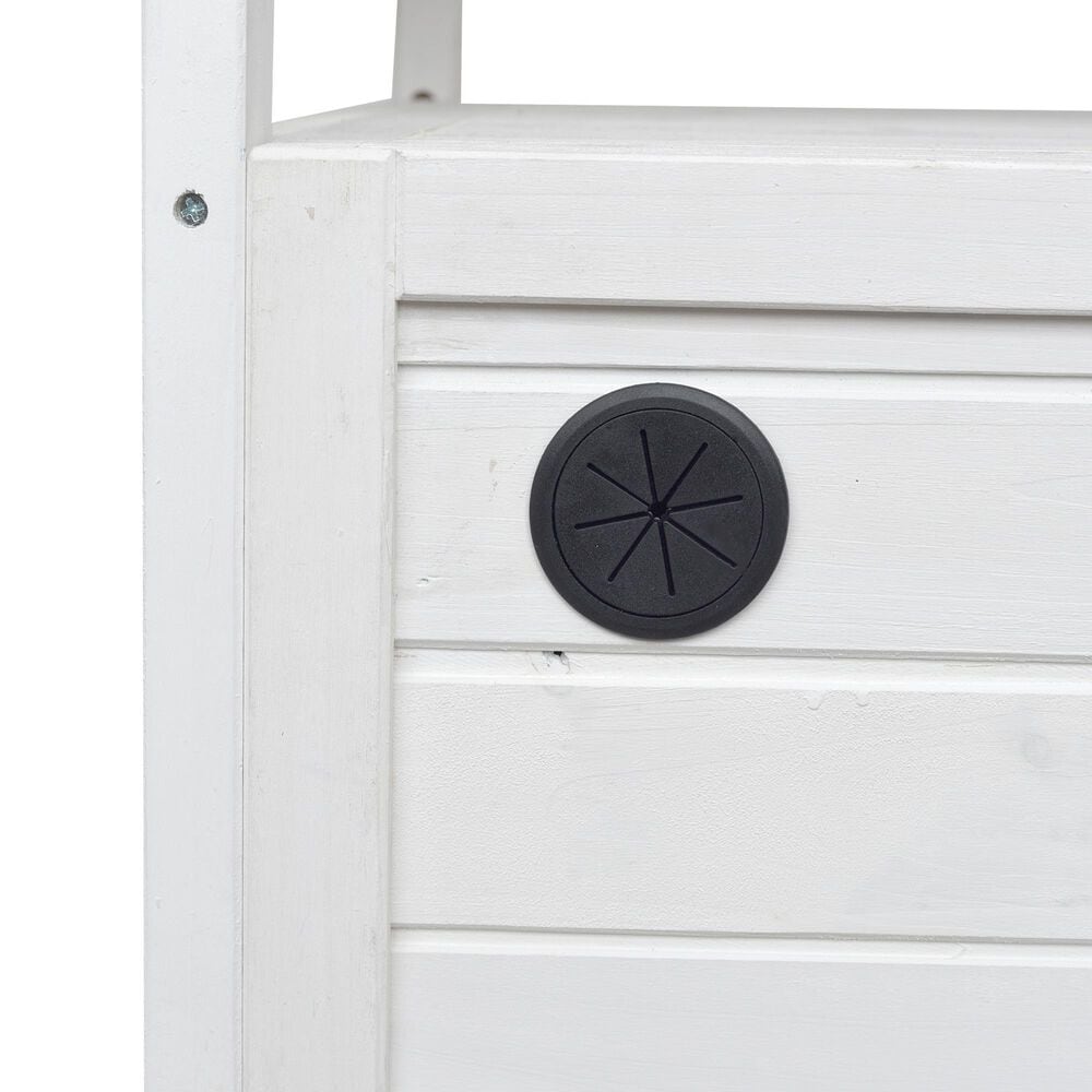 Hearth and Haven Outdoor Kitchen Island Cart with Adjustable Shelves and Stainless Steel Top in White, , large