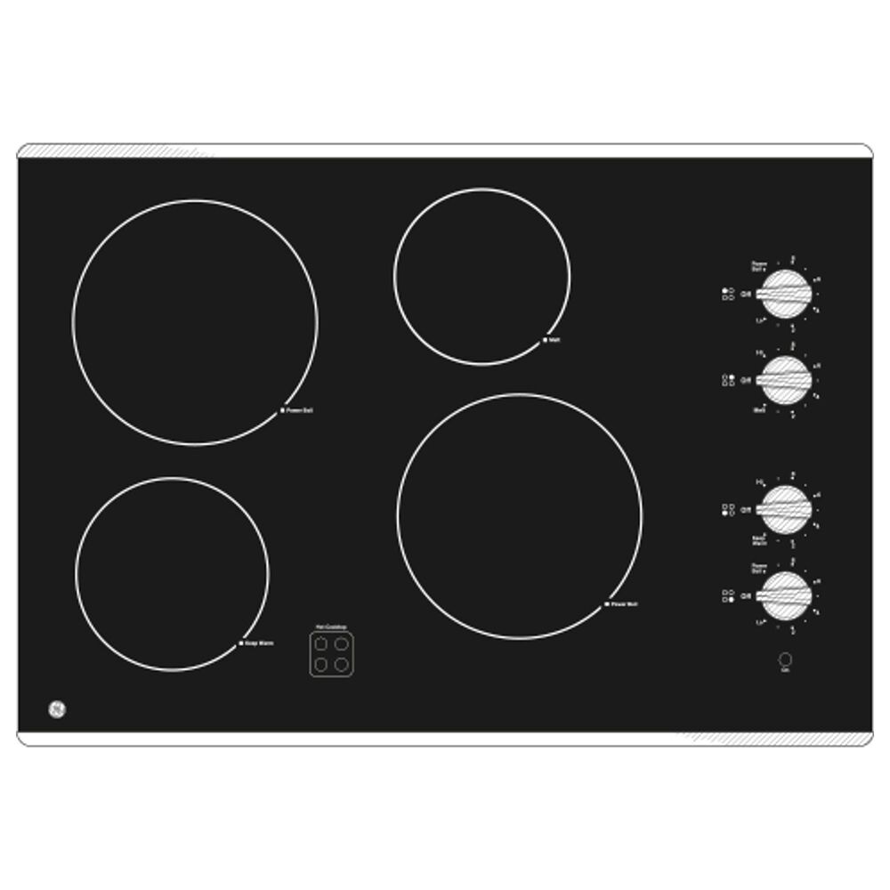 GE Appliances 30&quot; Built-In Knob Control Electric Cooktop in Stainless Steel and Black, , large