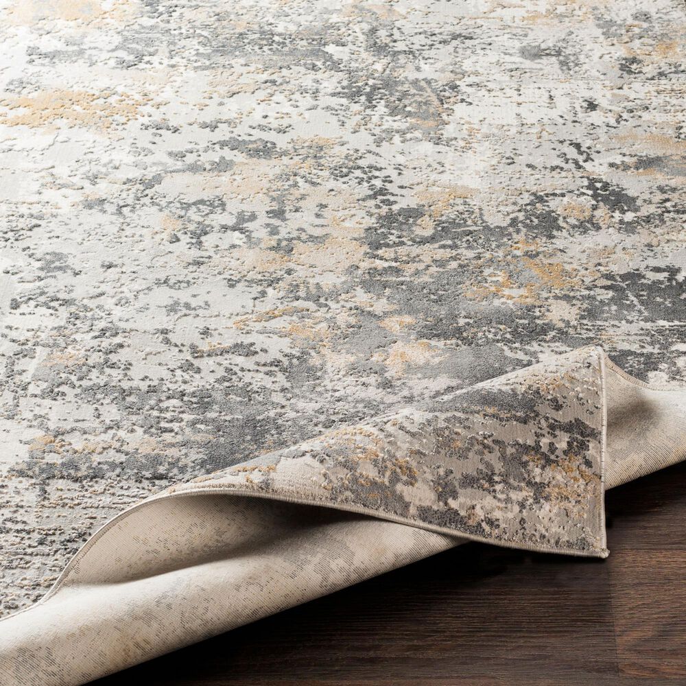 Surya Aisha Charcoal, Gray, Light Gray and Mustard 6&#39;7&quot; x 9&#39;6&quot; Area Rug, , large