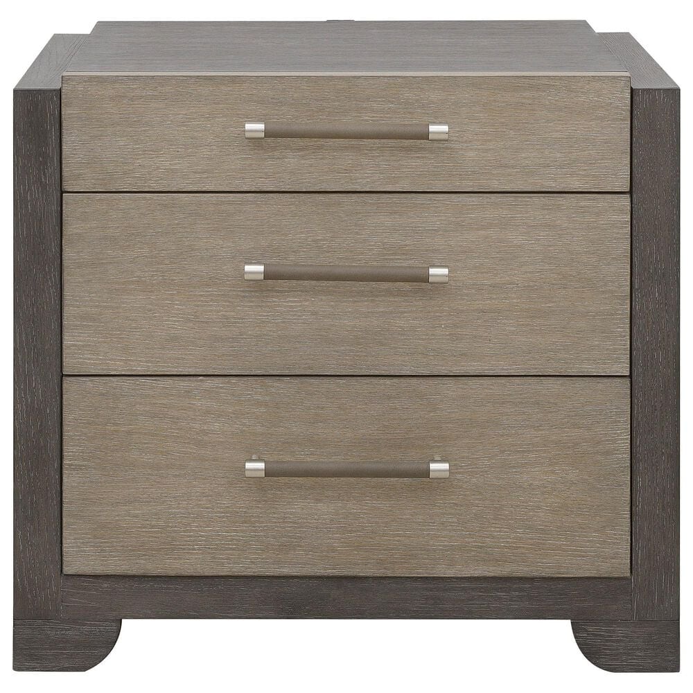 Nicolette Home Anderson Park Dark 5-Piece King Upholstered Bedroom Set in Moose Trail and Frontier Brown, , large