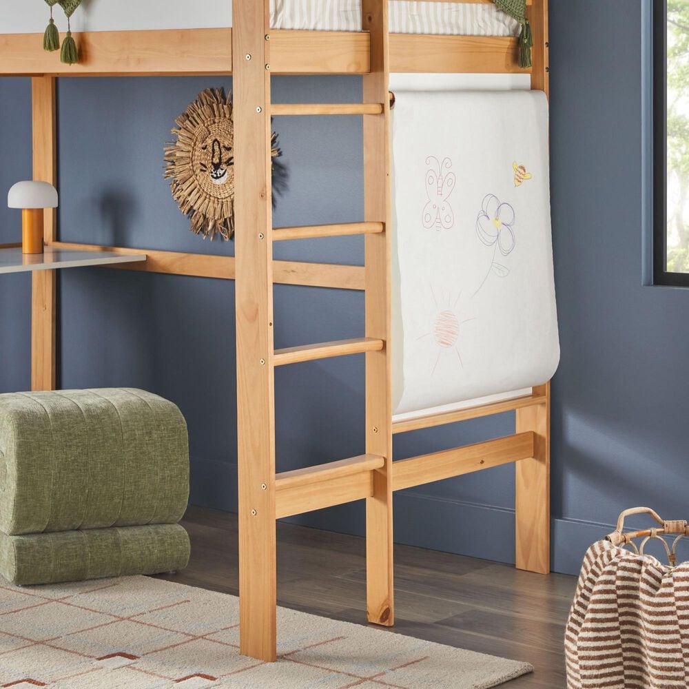 Walker Edison Adyn Twin Loft Bunk Bed with Desk in Natural Pine, , large