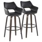 LumiSource Mustang 30" Swivel Bar Stool with Black Faux Leather Upholstery in Glazed Walnut and Black (Set of 2), , large