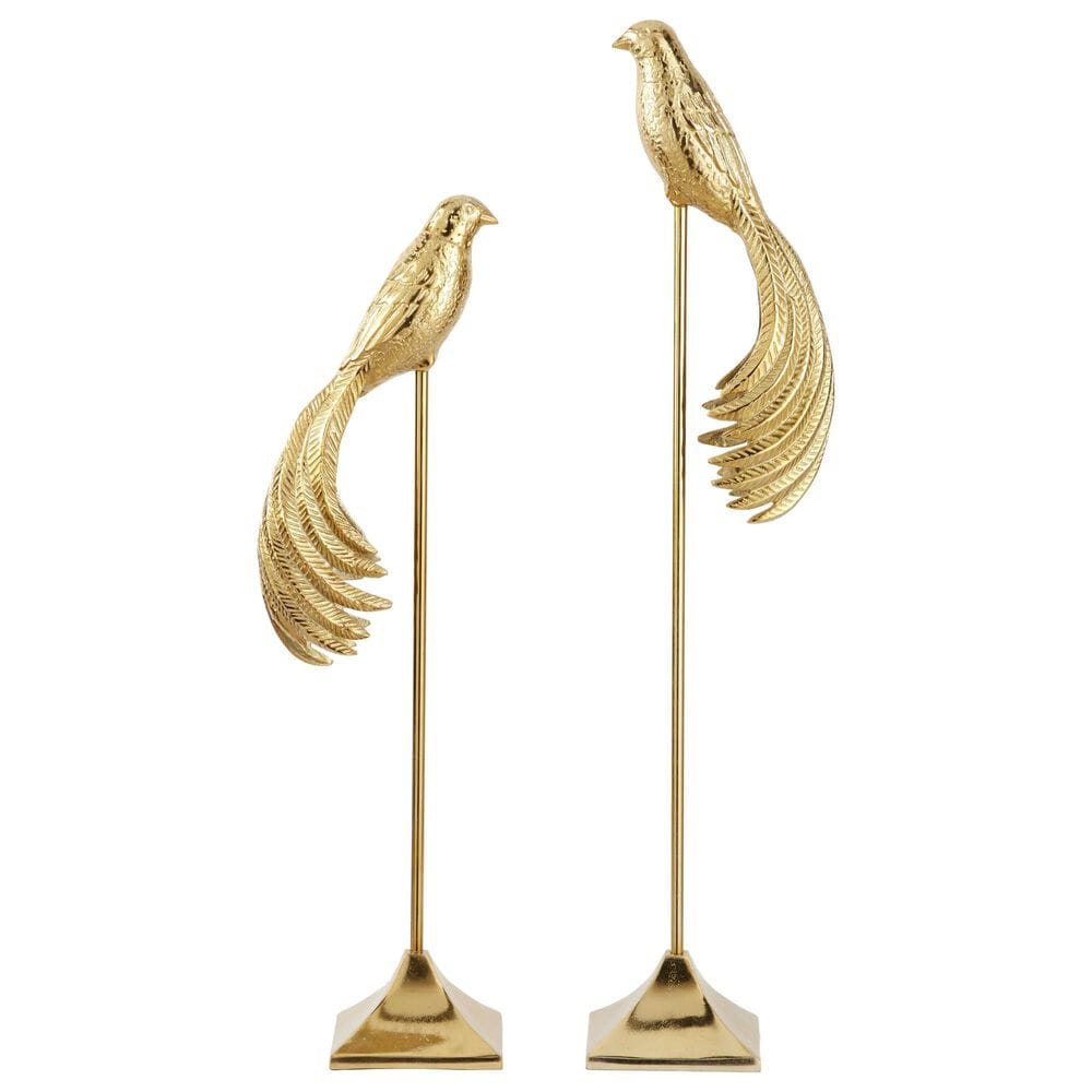 Maple and Jade 2-Piece Bird Decorative Sculpture Set in Gold, , large
