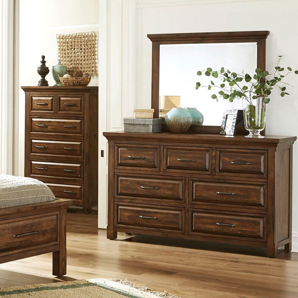 Napa Furniture Design Hillcrest Dresser and Mirror in Dark Chestnut, , large