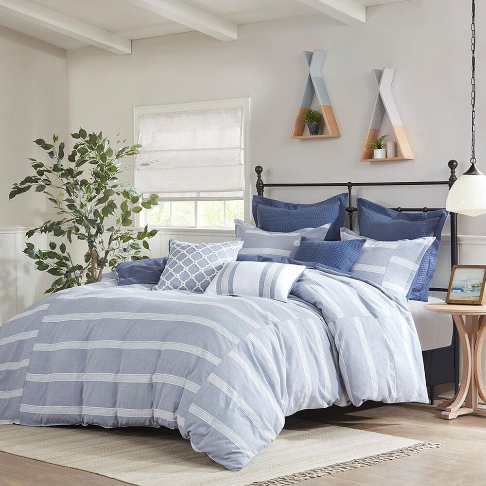 Hampton Park Noble 8-Piece Queen Cotton Comforter Set in Blue, , large